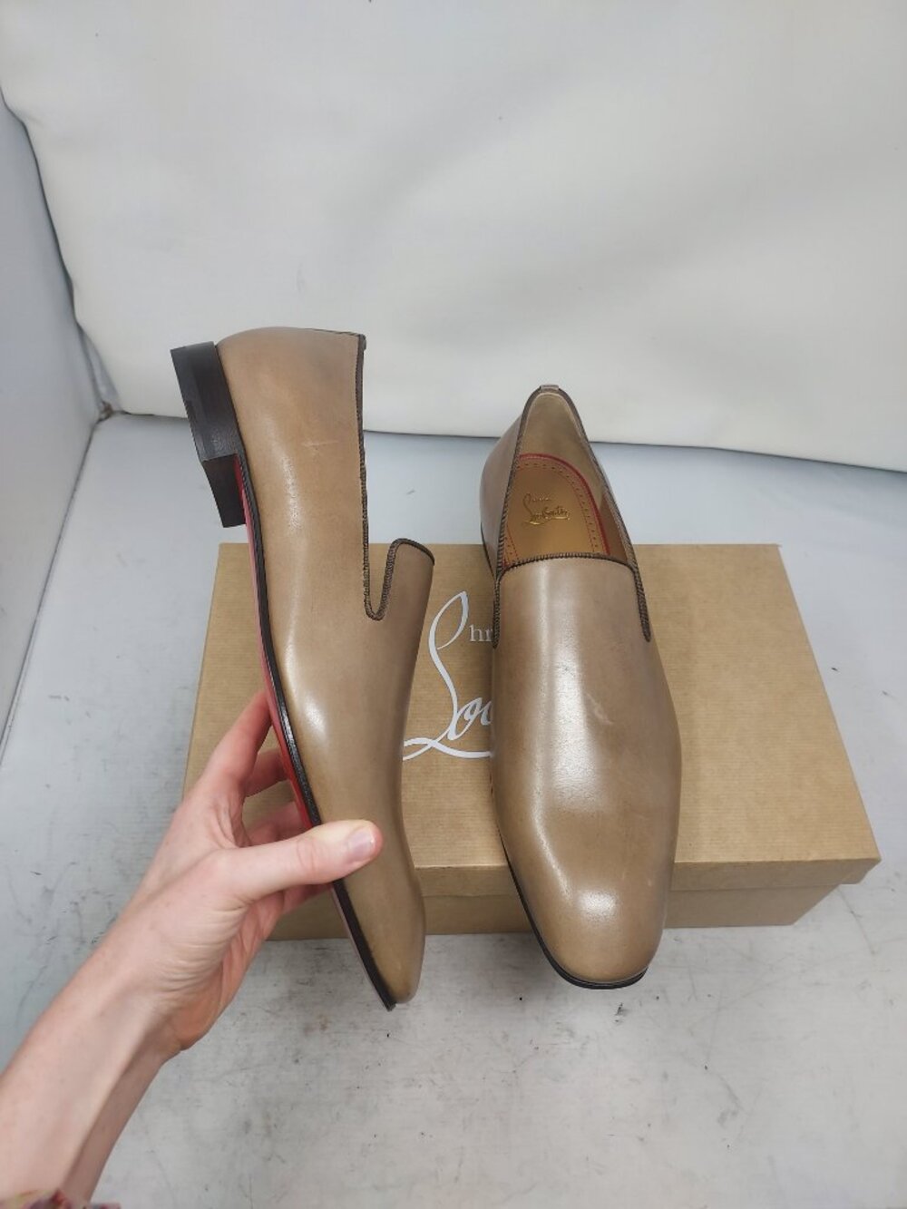 Christian Louboutin MENS Dandelion Leather Brown Roca Loafer
